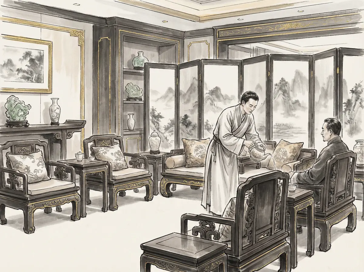 澳门金沙VIP贵宾厅水墨画展示奢华博弈空间